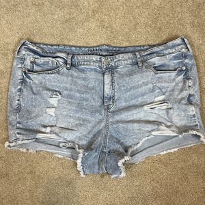Torrid Jean Mid Shorts PLUS SIZE 26 Mid‎ Rise VTG Stretchy Distressed Frayed Hem
